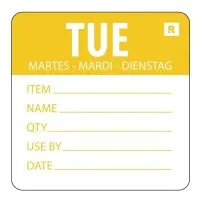 Removable Use By Label 2x2'' X 500 Tuesday