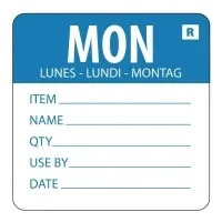 Removable Use By Label 2x2'' X 500 Monday