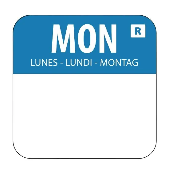Removable Blue Monday Labels 1''