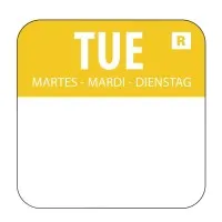 Removable Labels 1'' Tuesday 1000/roll