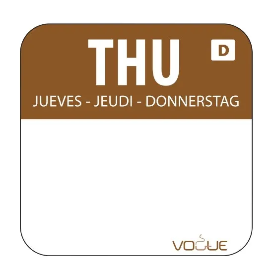 Brown Thursday Food Removable Labels 