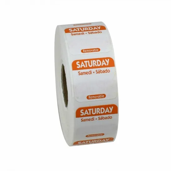 Orange Heading Saturday Removable Labels 