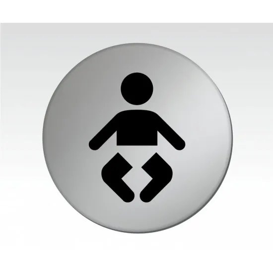Baby Changing Sign Silver Disk  75mm