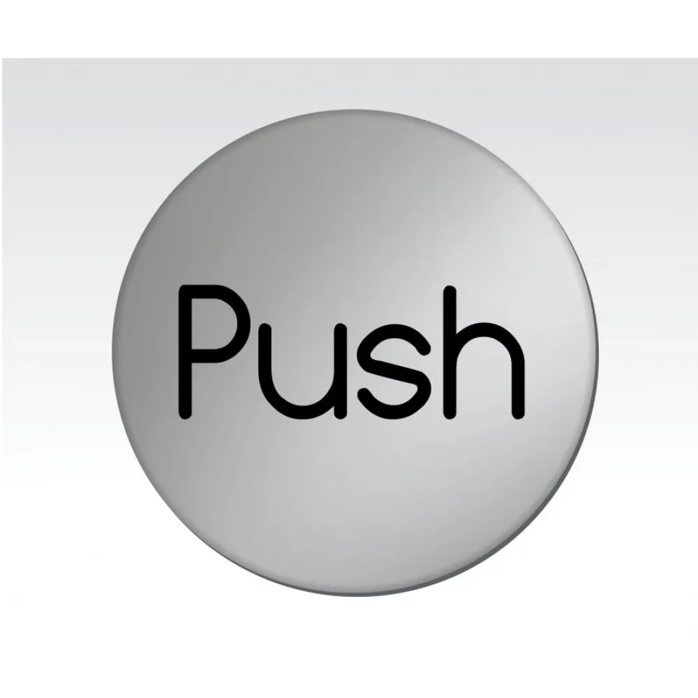 Push Sign Silver Disk 75mm