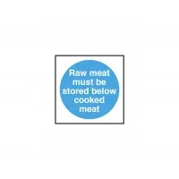 Raw Meat Store Below Cooked Sticker Sign 100mm