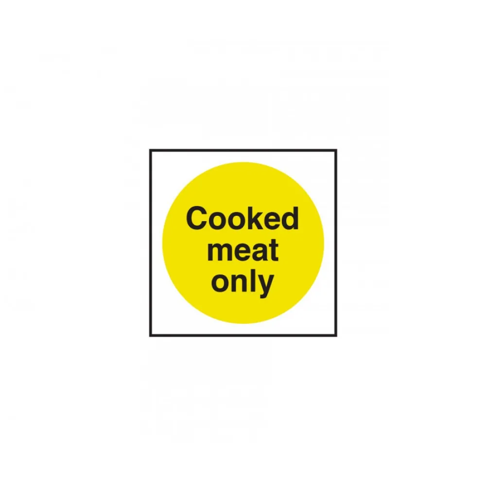 Cooked Meat Only Sticker Sign 100mm