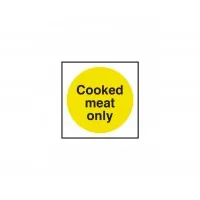 Cooked Meat Only Sticker Sign 100mm