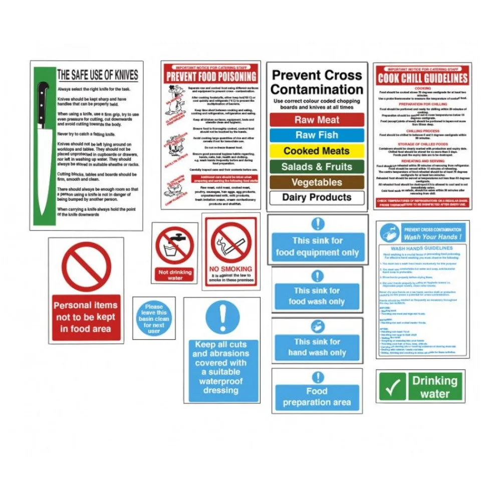 Food Prep Area Safety Sign Pack X 15