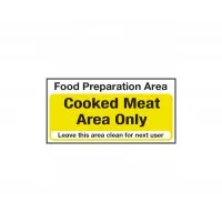 Food Prep Area Cooked Meat Area Only Sticker Sign 100mm