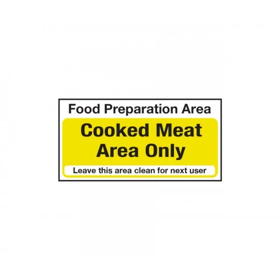 Food Prep Area Cooked Food Only Sticker Sign 100mm