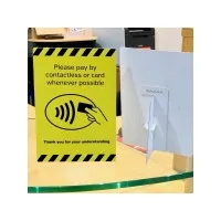 A5 Size Counter Top Display. Card & Contactless Payments Notice
