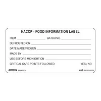 Removable Haccp Info 50mmx90mm 500/roll