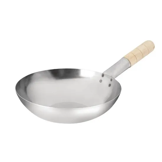 Metal Wok Pan With Wooden Handle