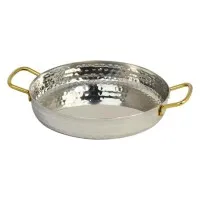 Mini Deep Pan With Handles S/s Hammered Gold Handle 18cm