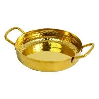 Mini Deep Pan With Handles S/s Hammered Gold Finish 15cm