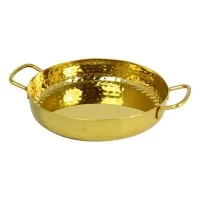Mini Deep Pan With Handles S/s Hammered Gold Finish 18cm