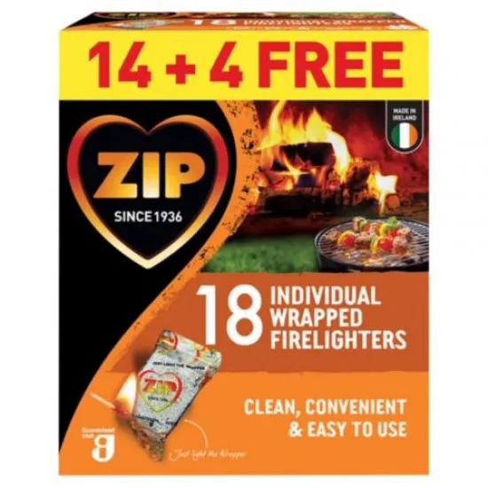 Zip Individually Wrapped Firelighters 12 X 14