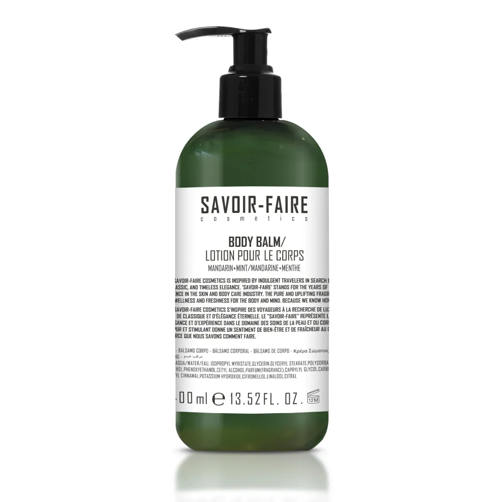 Savoir Faire Mandarin Mint Hand And Body Lotion 400ml Dispenser Bottle X12