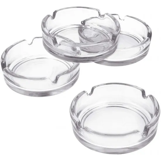 Ashtray Clear Round Thick Glass 