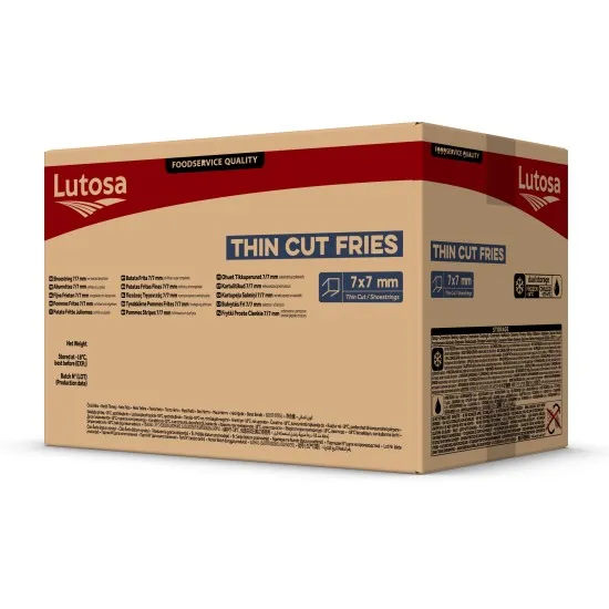 Box of Lutosa Shoe String Chips 