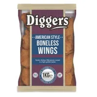 Diggers Cooked Boneless Chicken Wings 1kg X 5
