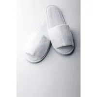 White Open Toe Towelling  Slippers With Eva Sole - Box 100