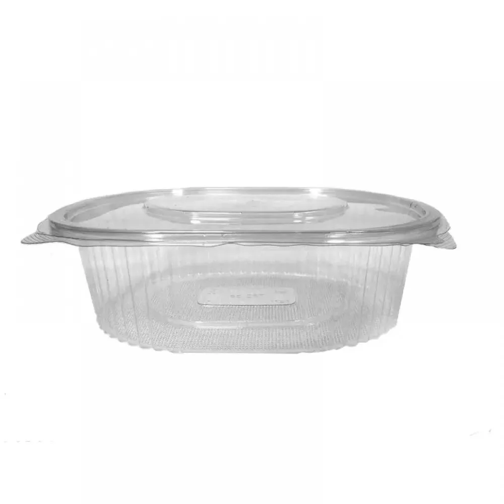 Oval  Hinged Clear Salad Container 375cc X 50