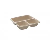 Bepulp Square Tray (23x23cm) With 3 Compartments (500/200/200ml) X300