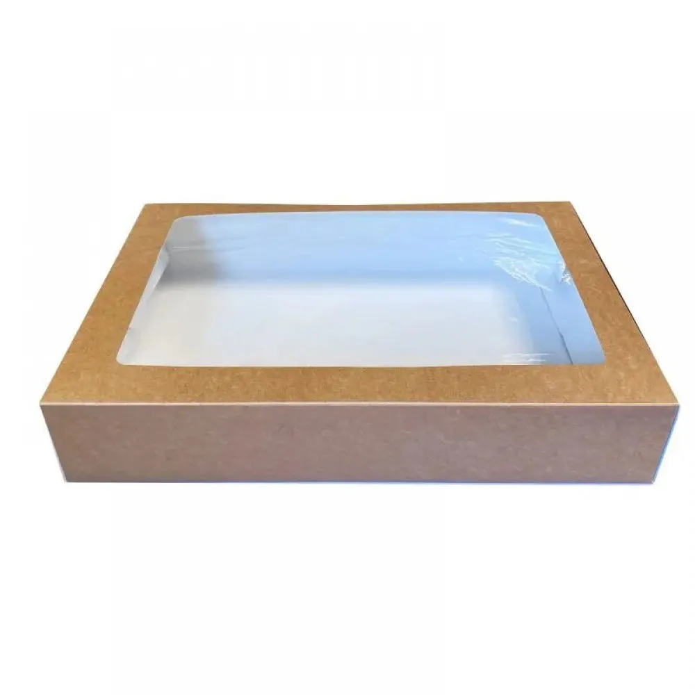 Kraft Platter Box + Pla Window & Insert X 25 (35 X 24 X 8 Cm)