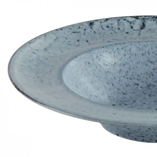 Glazed Grey Bowl with Wide Rim