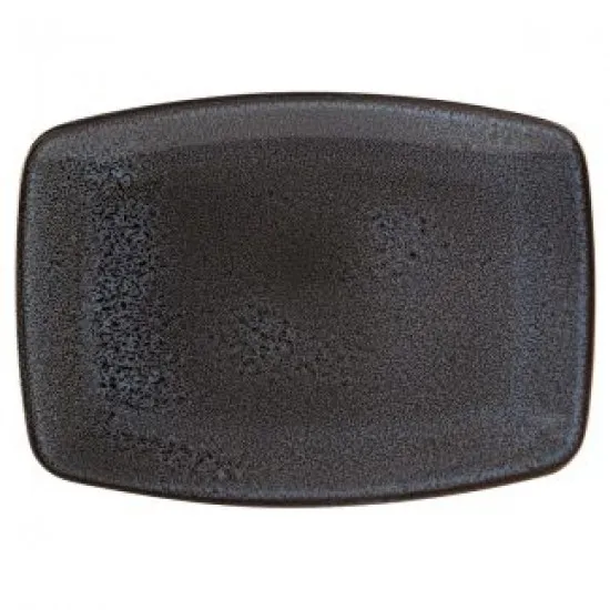 Aura Earth Black Rounded Rectangular Plate