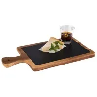 Acacia Wood Serving Board - Slate Tray Inset 26 X18cm
