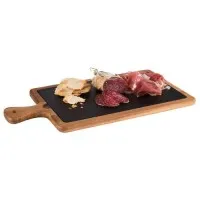 Acacia Wood Serving Board - Slate Tray Inset 33 X 20cm