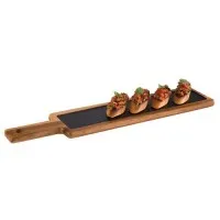 Acacia Wood Serving Board Slate Tray Inset 43 X 12cm