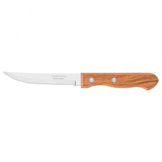 Tramontina 4'' Steak Knife Serrated Natural Wood X 12