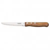 Tramontina 5'' Jumbo Steak Knife Round Tip Polywood Light Pine X 12