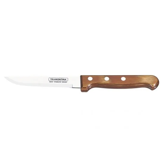 Tramontina 4.75'' Steak Knife Smooth Blade Polywood Light Pine X 12