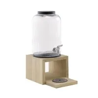 Valo Beverage Dispenser Oak Wood Base 21 X 34.5cm Glass Container S/s Tap