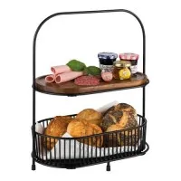 2 Tier Tray 31 X 17cm  Metal Frame Black With Non-slip Feet
