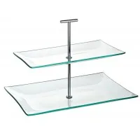 Aura 2 Tiered Rectangular Glass Plate 11.75 X 8'', 10.25 X 5.75''  X 1