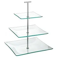 Aura 3 Tiered Square Glass Plate 9.7, 8, 5.75'' X 1