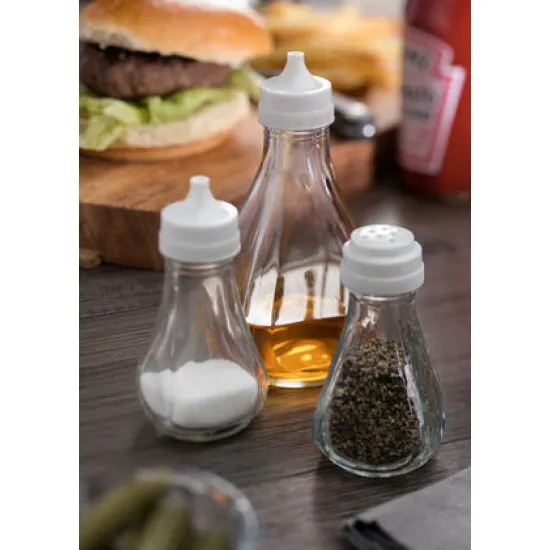 White Plastic Topped Glass Pepper Pot