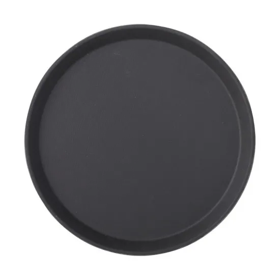 Black Non Slip Tray Round 11 (28cm) X 12