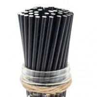 Biodegradable Straws Black Paper 8'' X 250