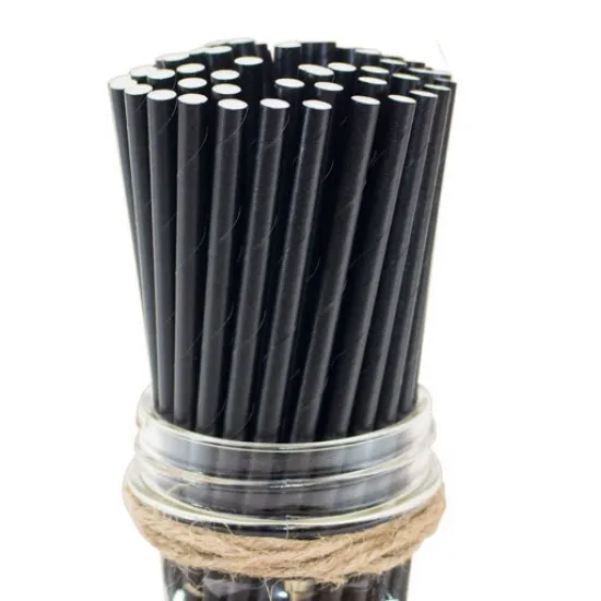 Black Paper Straws in a Jug