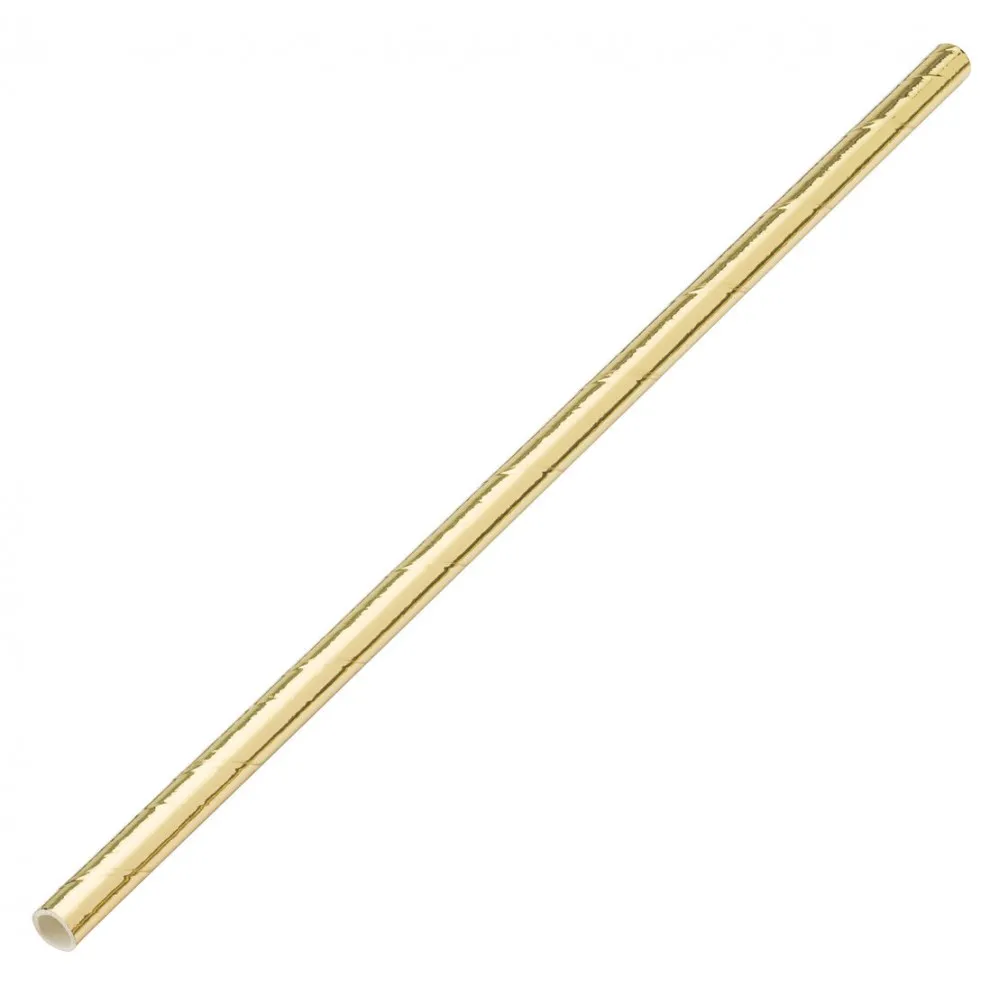 Biodegradable Straws Gold Paper 8'' X 250 X 24 Pk