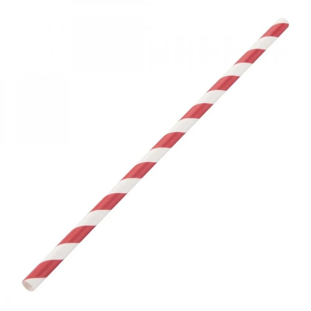 Bio Wrapped Red White Paper Straws 8'' X 100