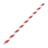 Bio Wrapped Red White Paper Straws 8'' X 100