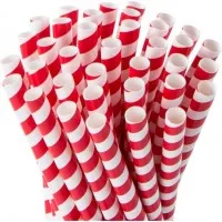 Biodegradable Straws Jumbo Red Stripe 9'' X 250 24pk