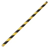 Gold Black Stripe Bio Paper Straw 8'' X 250
